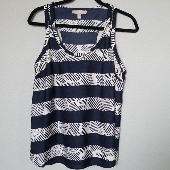 Banana Republic Spring Racerback Floral Stripe Tank Petite Large - Picture 1 of 7